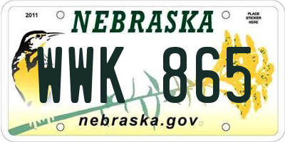 NE license plate WWK865