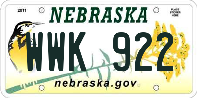 NE license plate WWK922