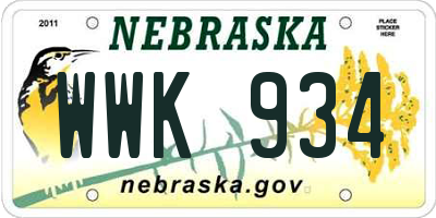 NE license plate WWK934