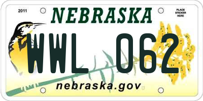 NE license plate WWL062
