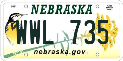 NE license plate WWL735