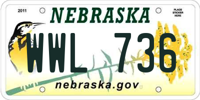 NE license plate WWL736