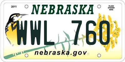 NE license plate WWL760