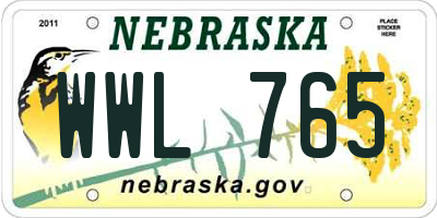 NE license plate WWL765