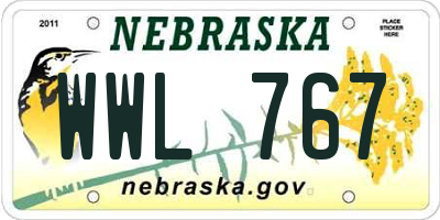 NE license plate WWL767