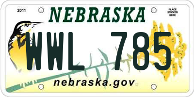 NE license plate WWL785