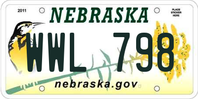 NE license plate WWL798