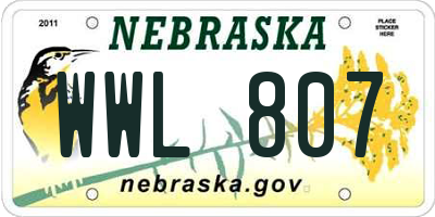 NE license plate WWL807