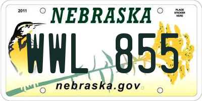 NE license plate WWL855