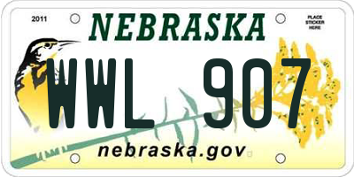 NE license plate WWL907