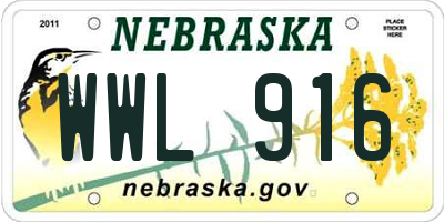 NE license plate WWL916