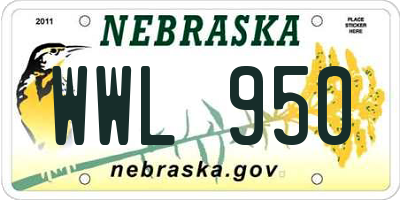 NE license plate WWL950
