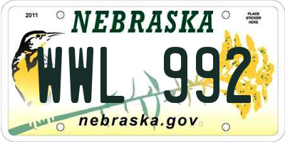 NE license plate WWL992