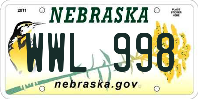 NE license plate WWL998