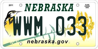 NE license plate WWM033