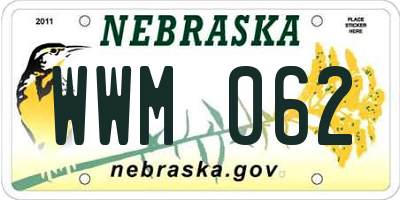 NE license plate WWM062