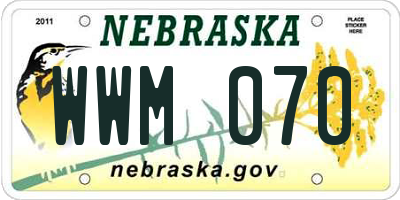 NE license plate WWM070