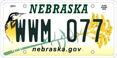 NE license plate WWM077