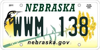 NE license plate WWM138