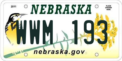 NE license plate WWM193