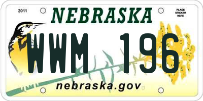 NE license plate WWM196