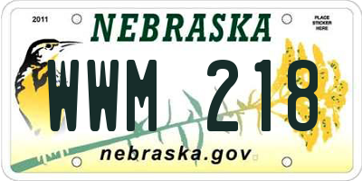 NE license plate WWM218