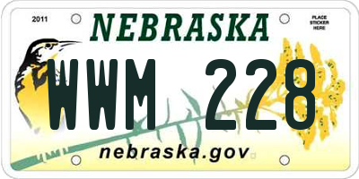 NE license plate WWM228