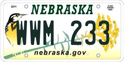 NE license plate WWM233