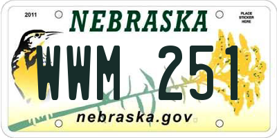 NE license plate WWM251