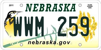 NE license plate WWM259