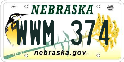 NE license plate WWM374