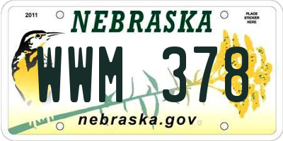 NE license plate WWM378