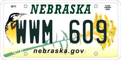 NE license plate WWM609