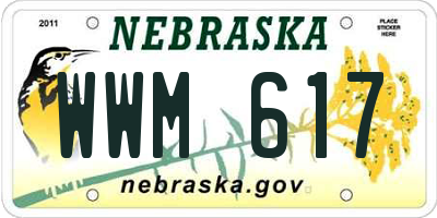 NE license plate WWM617