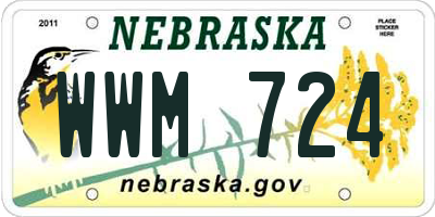 NE license plate WWM724