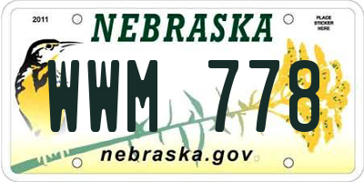 NE license plate WWM778