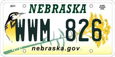 NE license plate WWM826