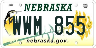 NE license plate WWM855