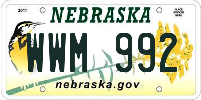 NE license plate WWM992