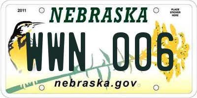 NE license plate WWN006