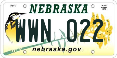 NE license plate WWN022