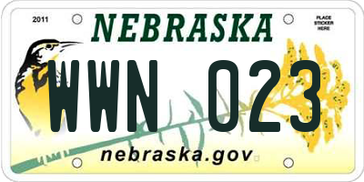 NE license plate WWN023