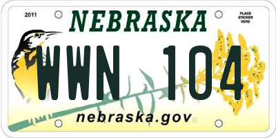 NE license plate WWN104