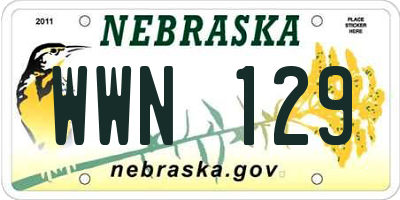 NE license plate WWN129