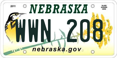 NE license plate WWN208