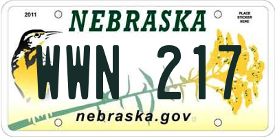 NE license plate WWN217