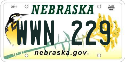 NE license plate WWN229