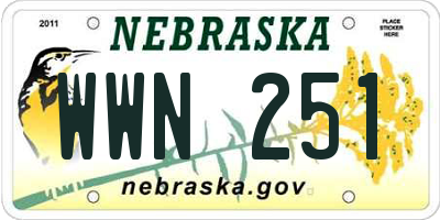 NE license plate WWN251