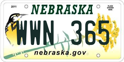 NE license plate WWN365