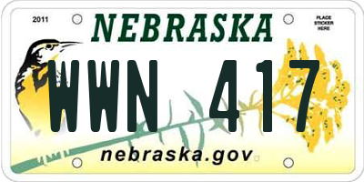 NE license plate WWN417